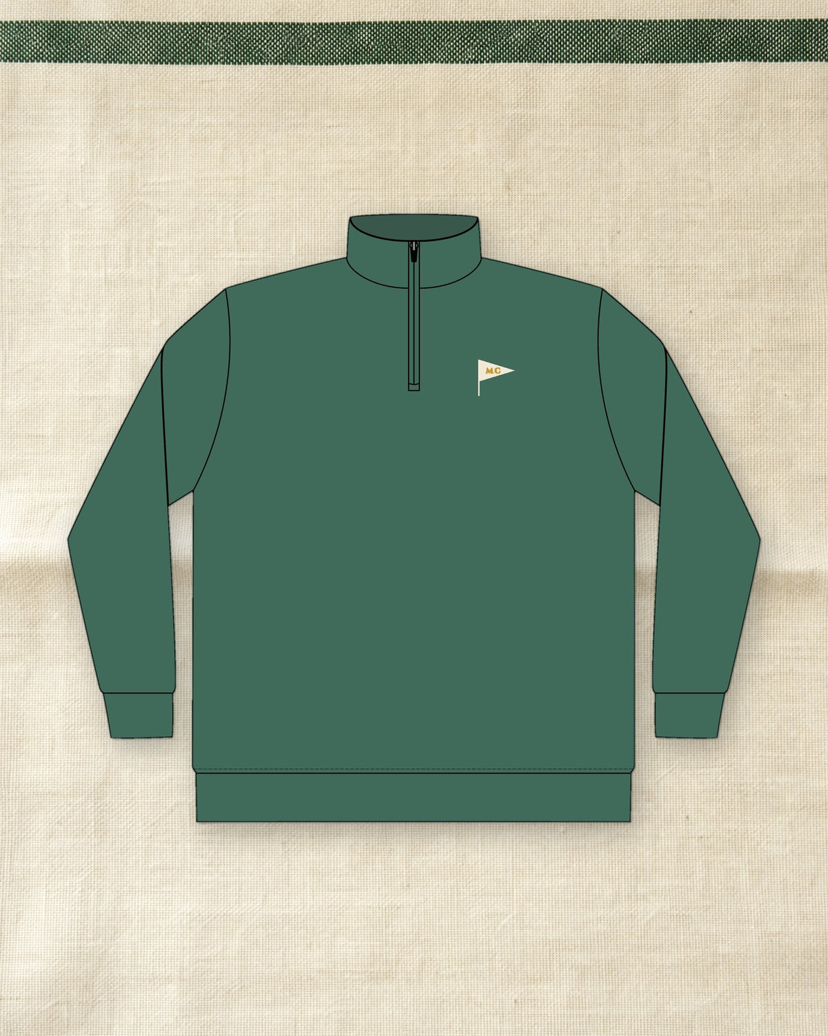 MC Pennant Quarter-Zip in Alpine Green, styled