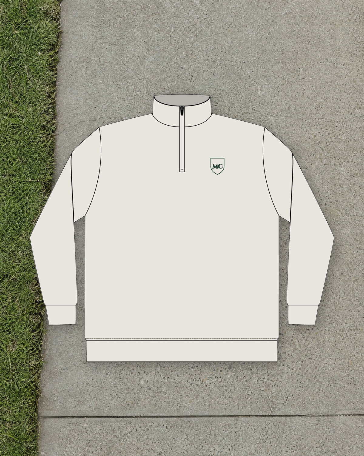 MC Shield Quarter-Zip in Bone, styled