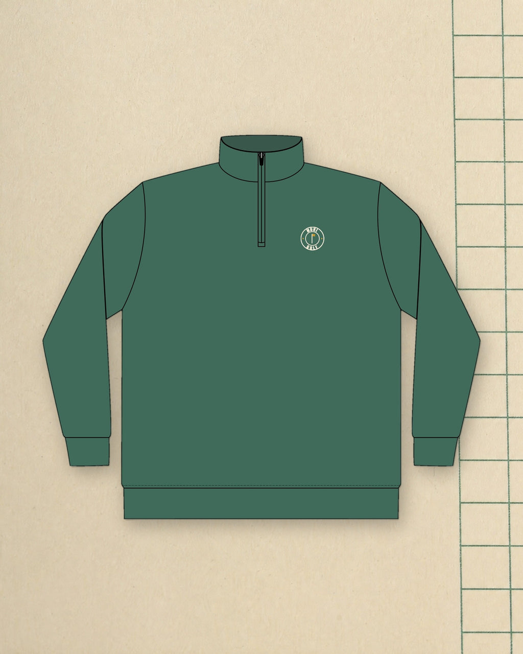 Muni Golf Seal Quarter-Zip in Alpine Green, styled