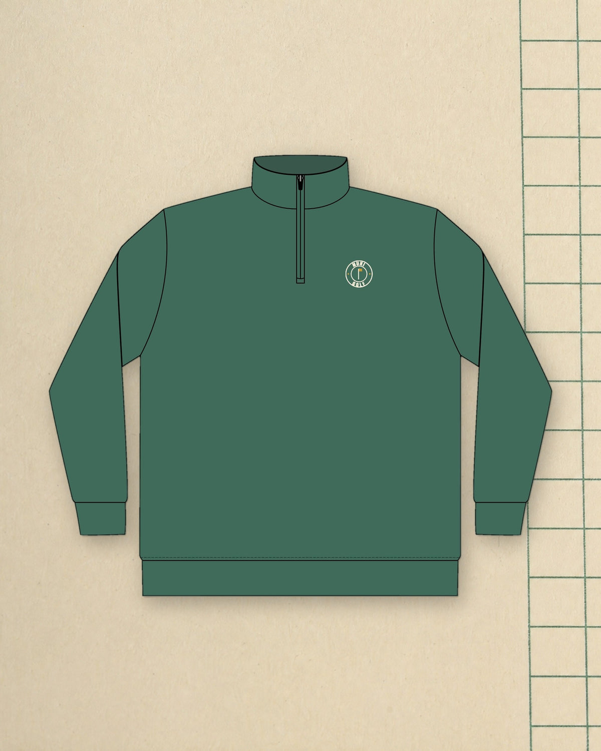 Muni Golf Seal Quarter-Zip in Alpine Green, styled