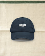 Muni Stack Dad Hat in Dark Navy, styled