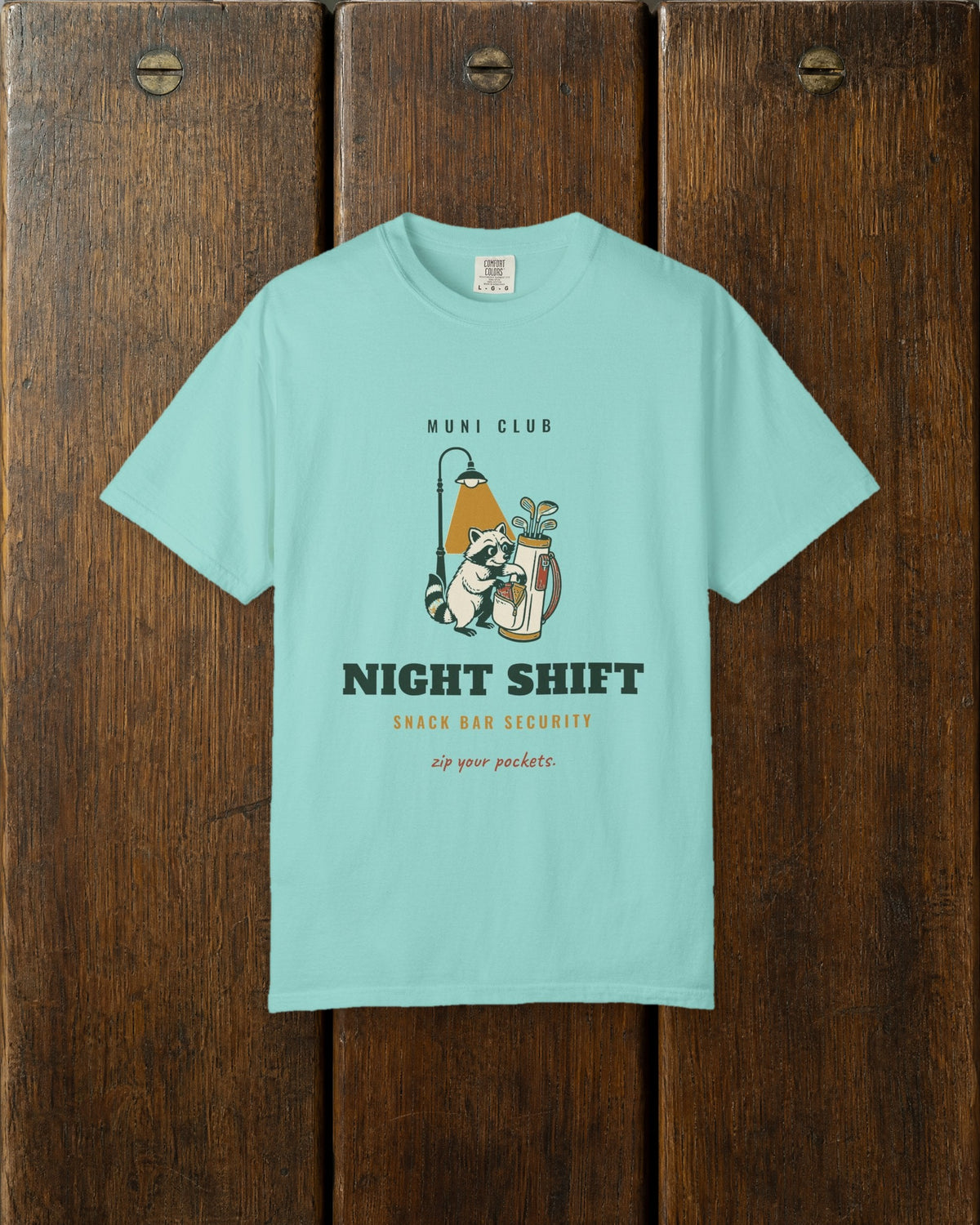 Night Shift Tee in Chalky Mint, styled