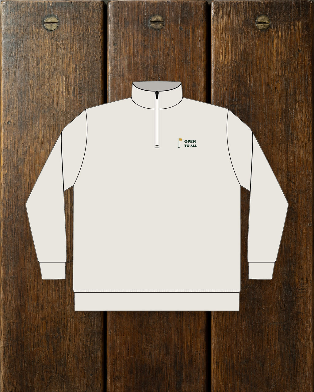 Open to All Quarter-Zip in Bone, styled