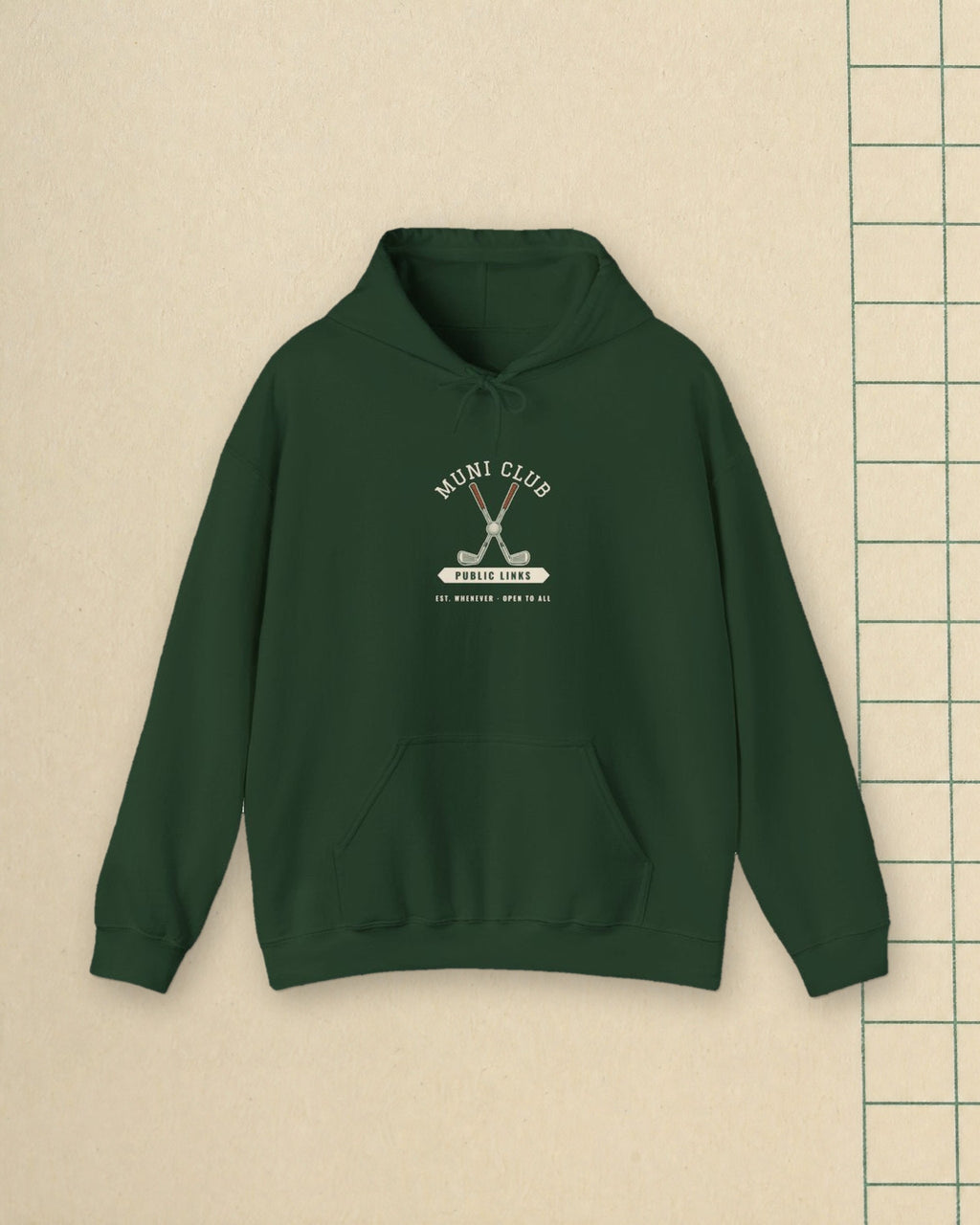 Muni Club Original Hoodie in Forest Green, styled