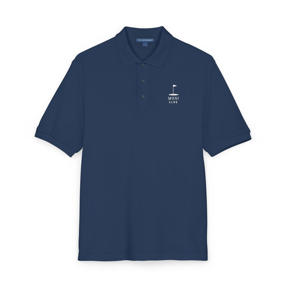 Muni Club Polo in Navy, embroidery close-up
