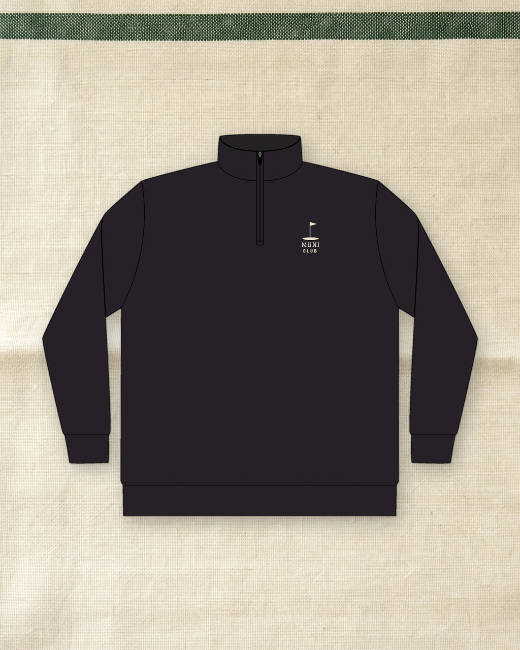 Muni Club Quarter-Zip in Black, styled