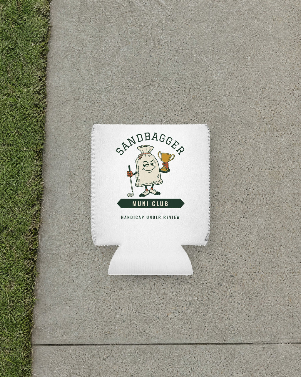 Sandbagger Can Cooler in White, styled