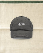 Muni Club Script Dad Hat in Charcoal Grey, styled