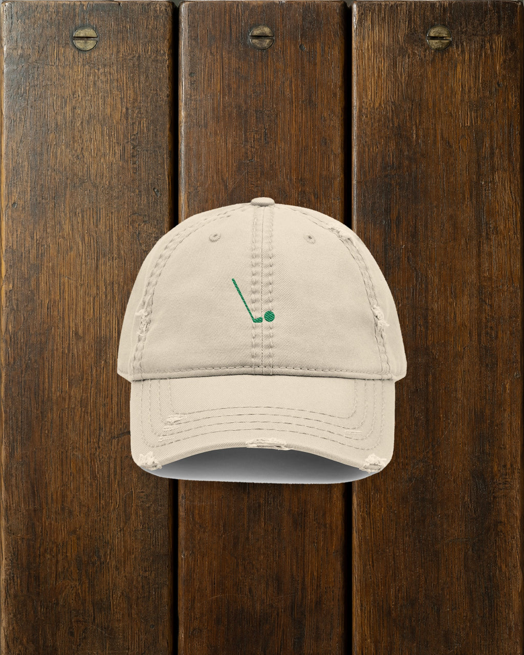 Seven Iron Dad Hat in Khaki, styled