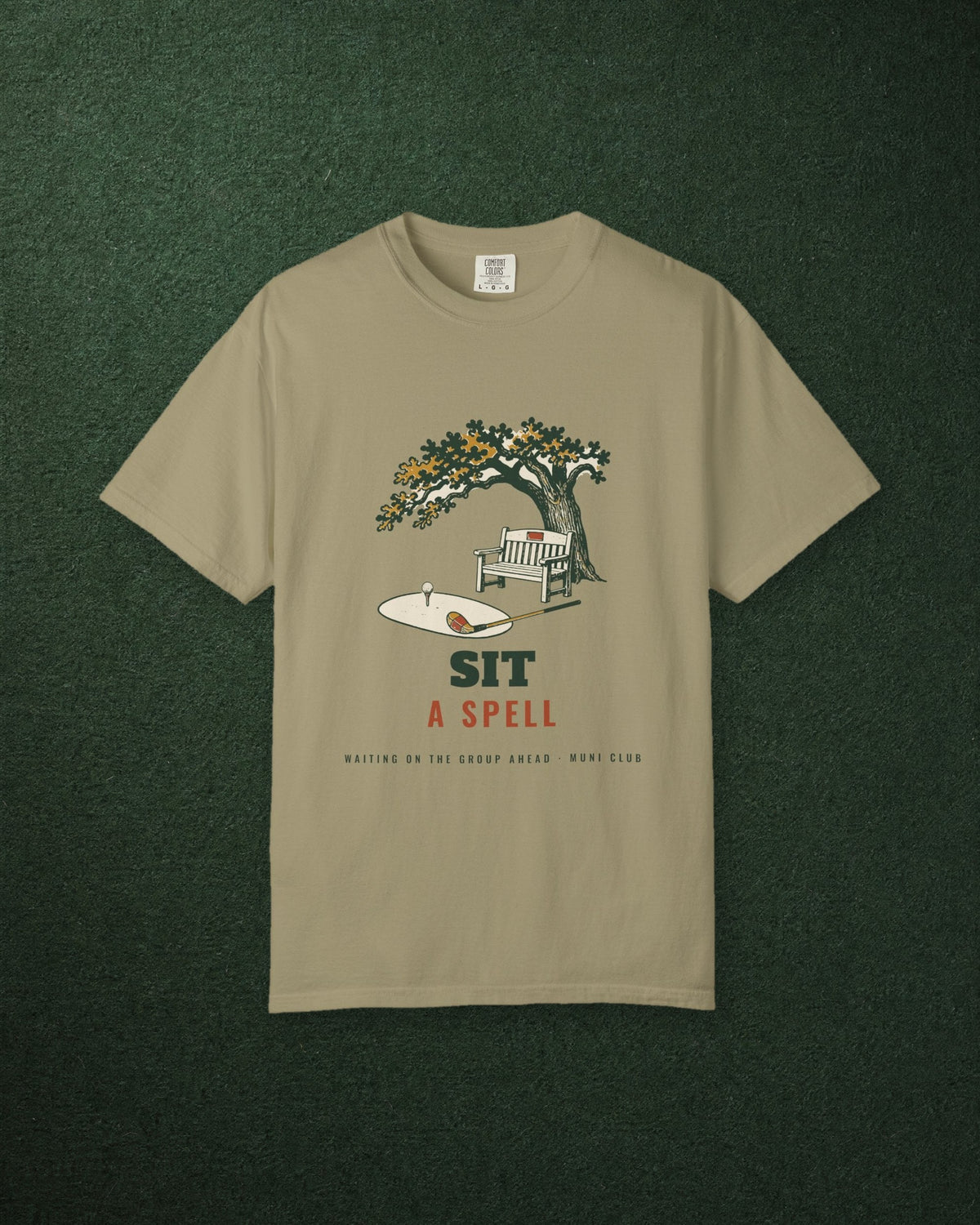 Sit a Spell Tee in Khaki, styled