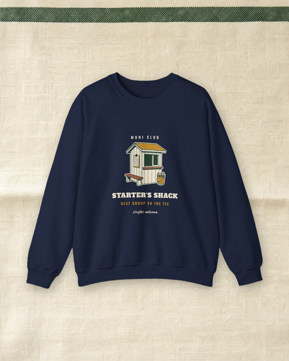 Starter's Shack Crewneck in Navy, styled