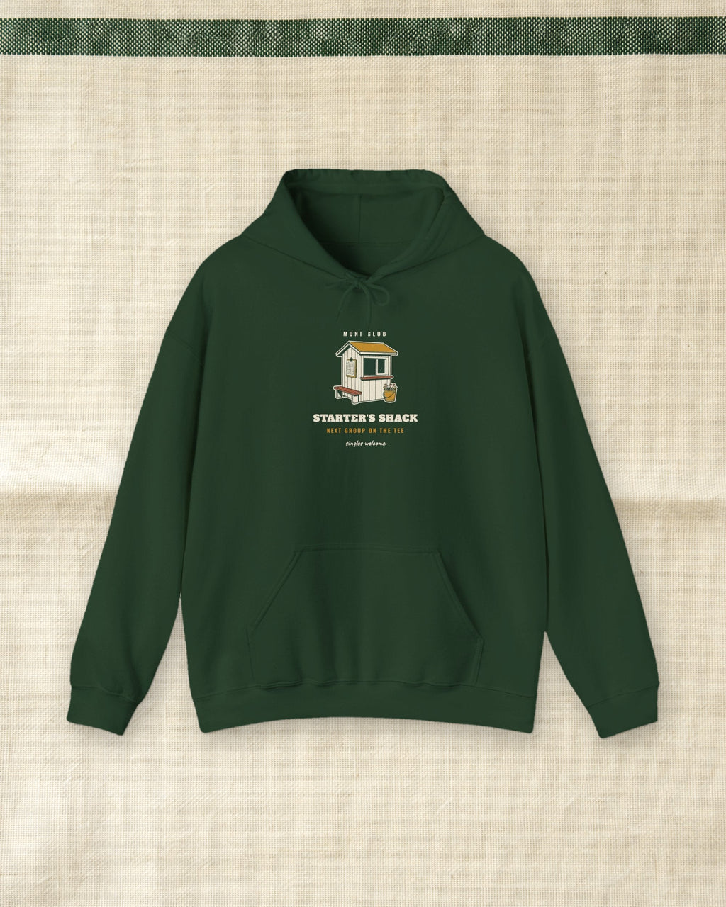Starter's Shack Hoodie in Forest Green, styled