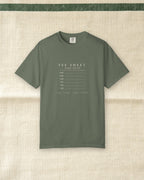 Tee Sheet Tee in Moss, styled