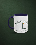 Muni Club 6:40 Tee Time Mug in Navy, styled