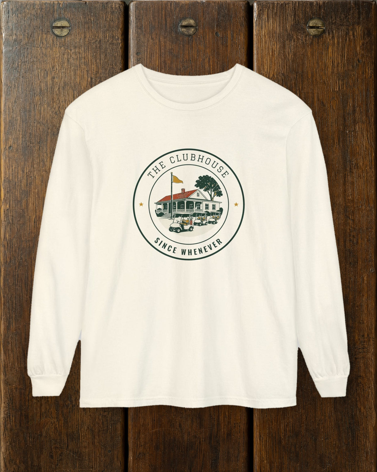 The Clubhouse Long Sleeve Tee in Ivory, styled