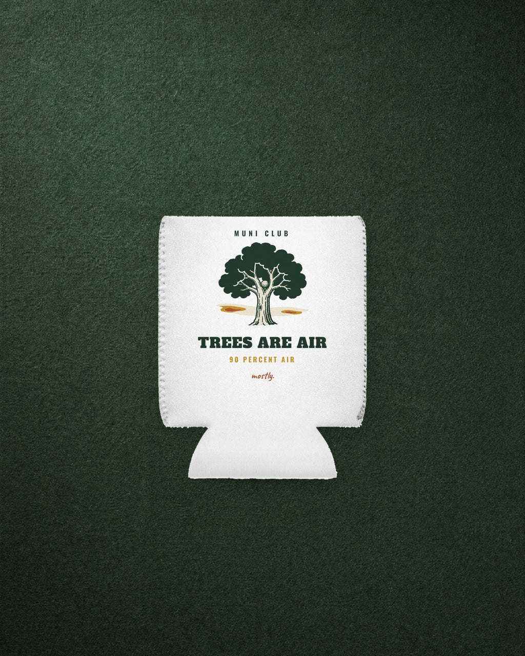 Trees Are Air Can Cooler in White, styled