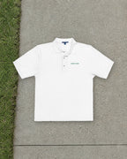Muni Club Wordmark Polo in White, styled