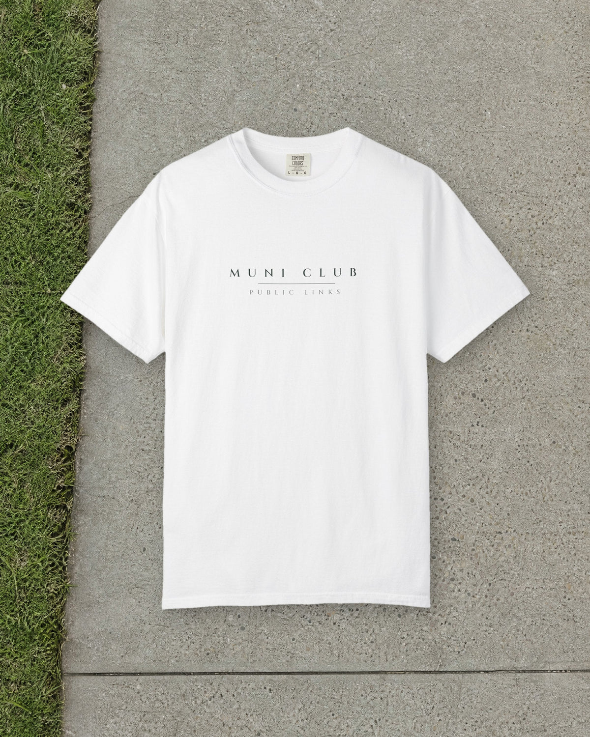 Muni Club Wordmark Tee in White, styled