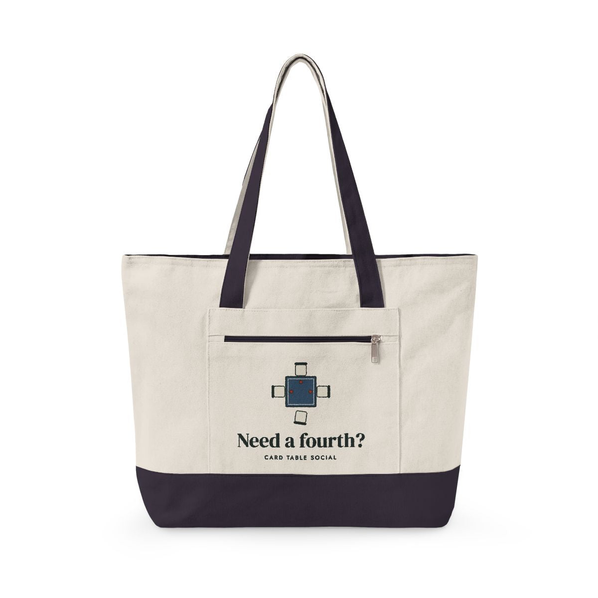 Need a Fourth? Mahj Bag in Natural/Navy, front view