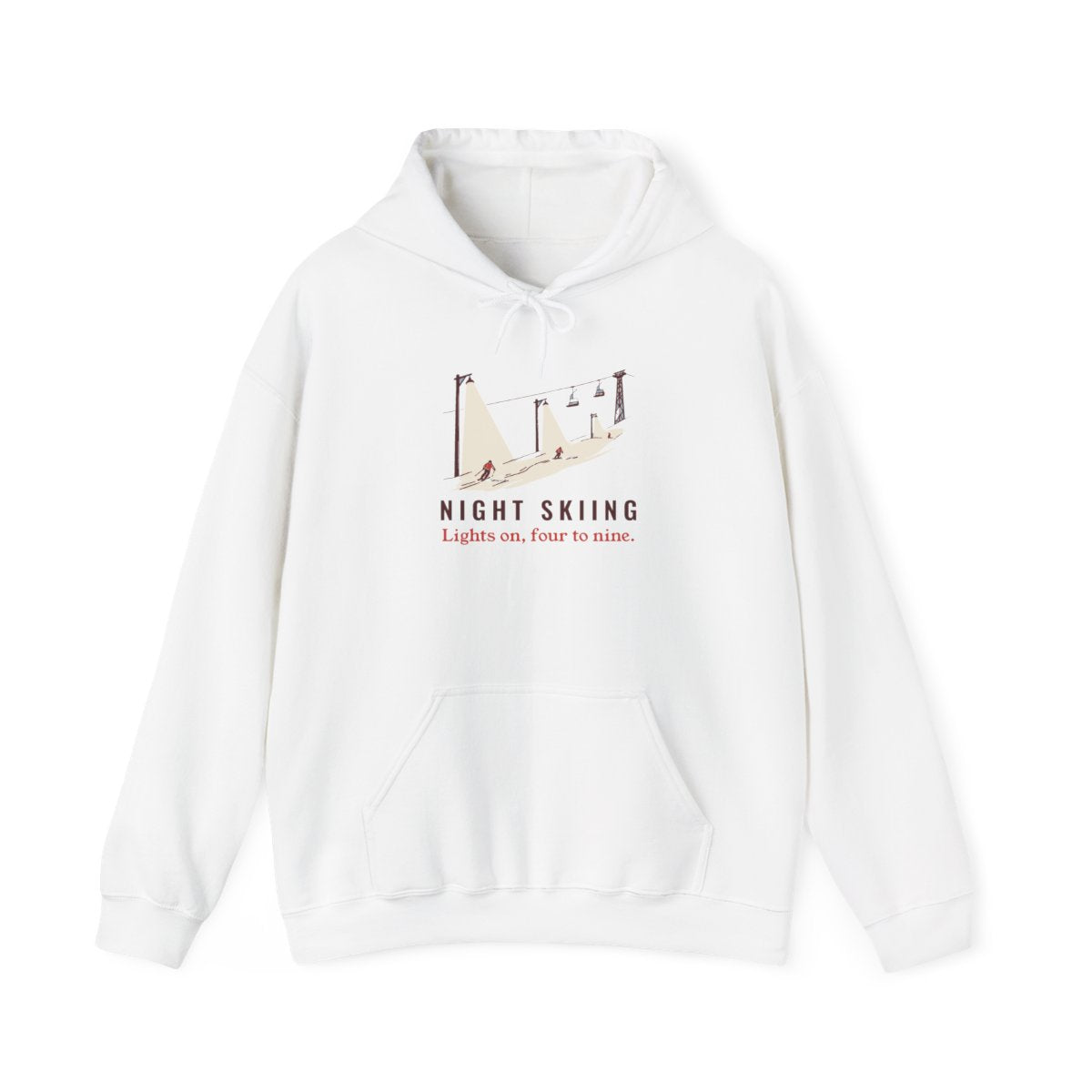 Night Skiing Hoodie in White, front view