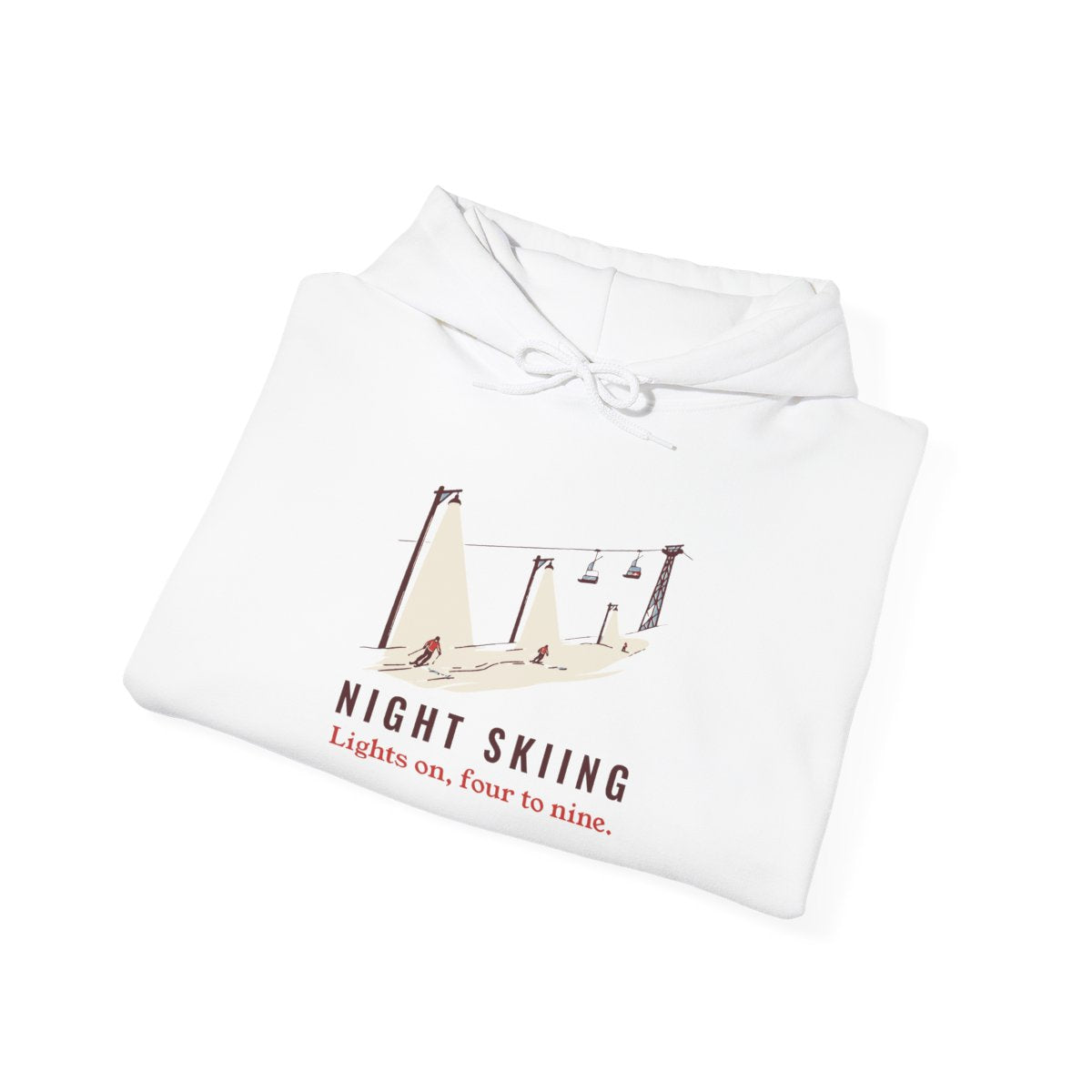 Night Skiing Hoodie in White, folded