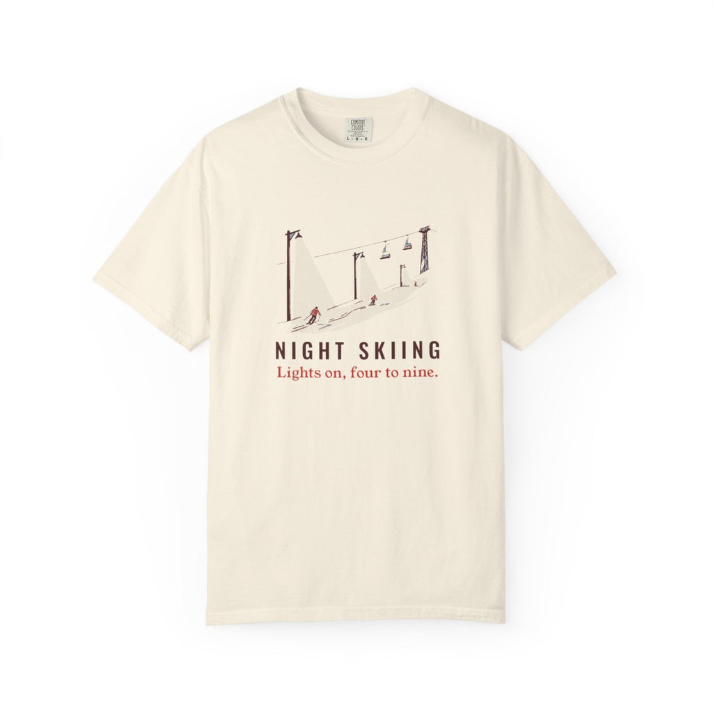 Night Skiing Tee in Ivory, front view