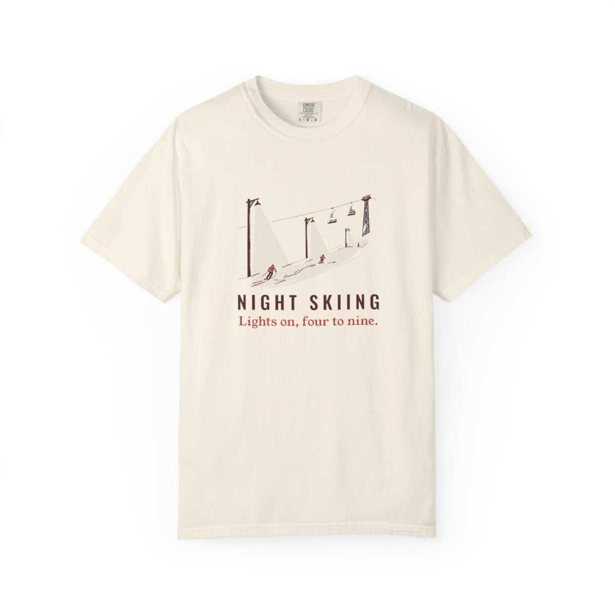 Night Skiing Tee in Ivory, front view