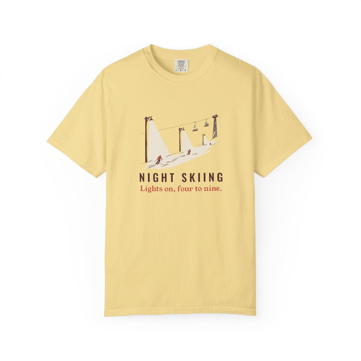 Night Skiing Tee in Butter, front view