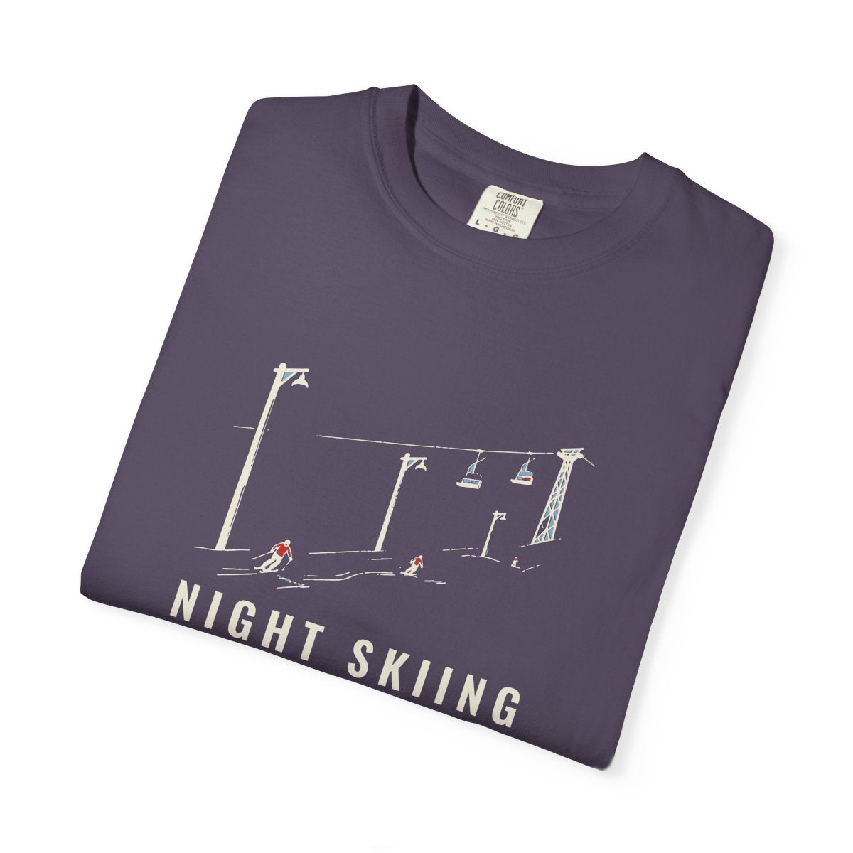 Night Skiing Tee in Wine, folded