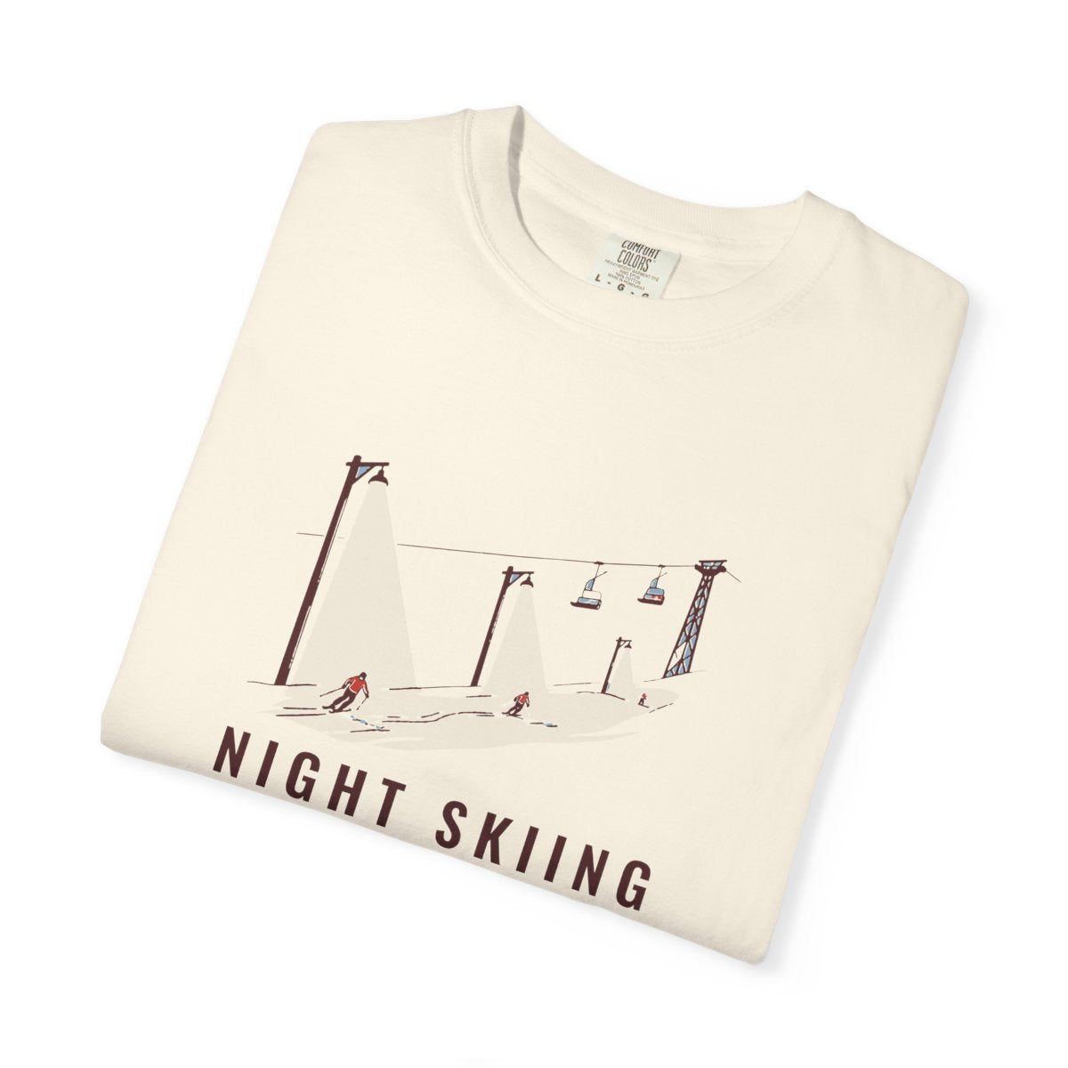 Night Skiing Tee in Ivory, folded