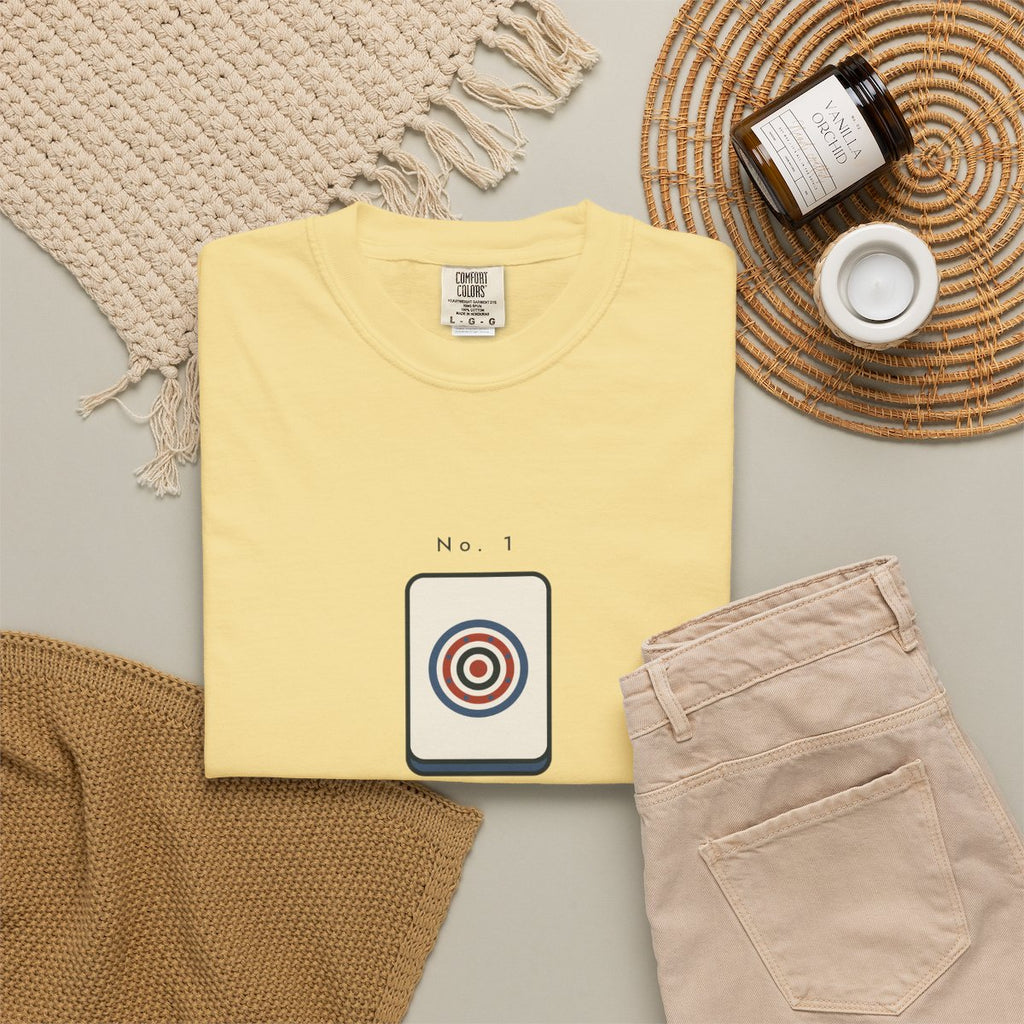 One Dot Tee in Butter, fabric and print detail