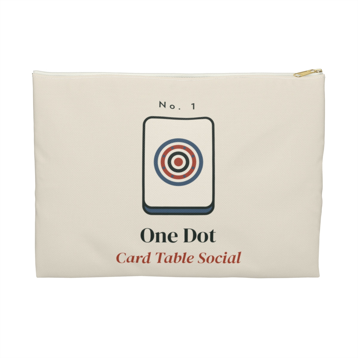 One Dot Zip Pouch in White zipper, front view