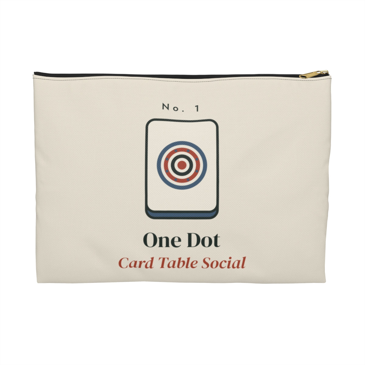 One Dot Zip Pouch in Black zipper, front view
