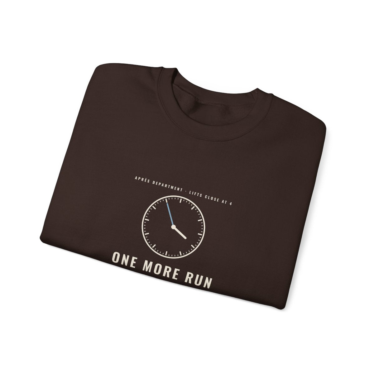 One More Run Crewneck in Dark Chocolate, folded