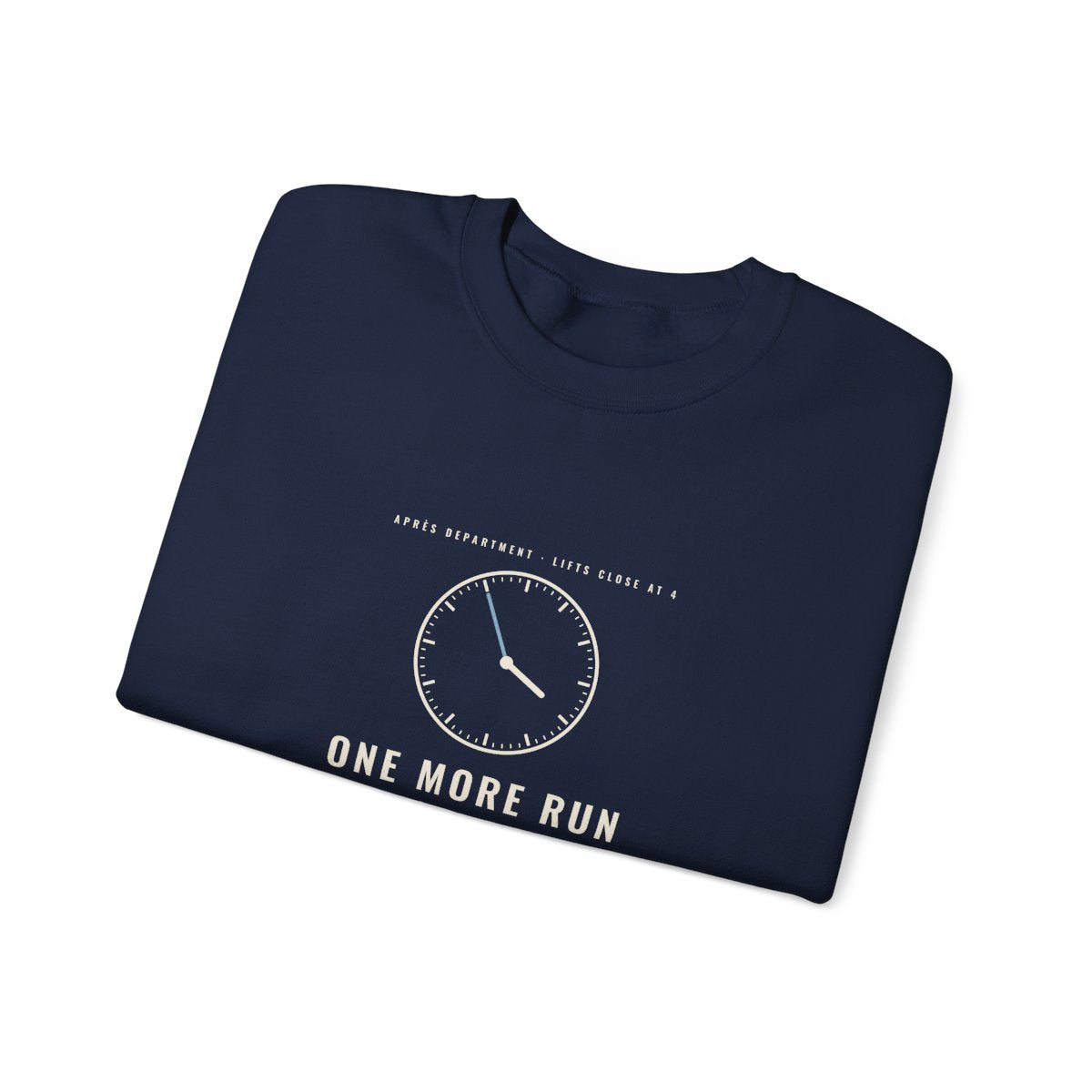 One More Run Crewneck in Navy, folded