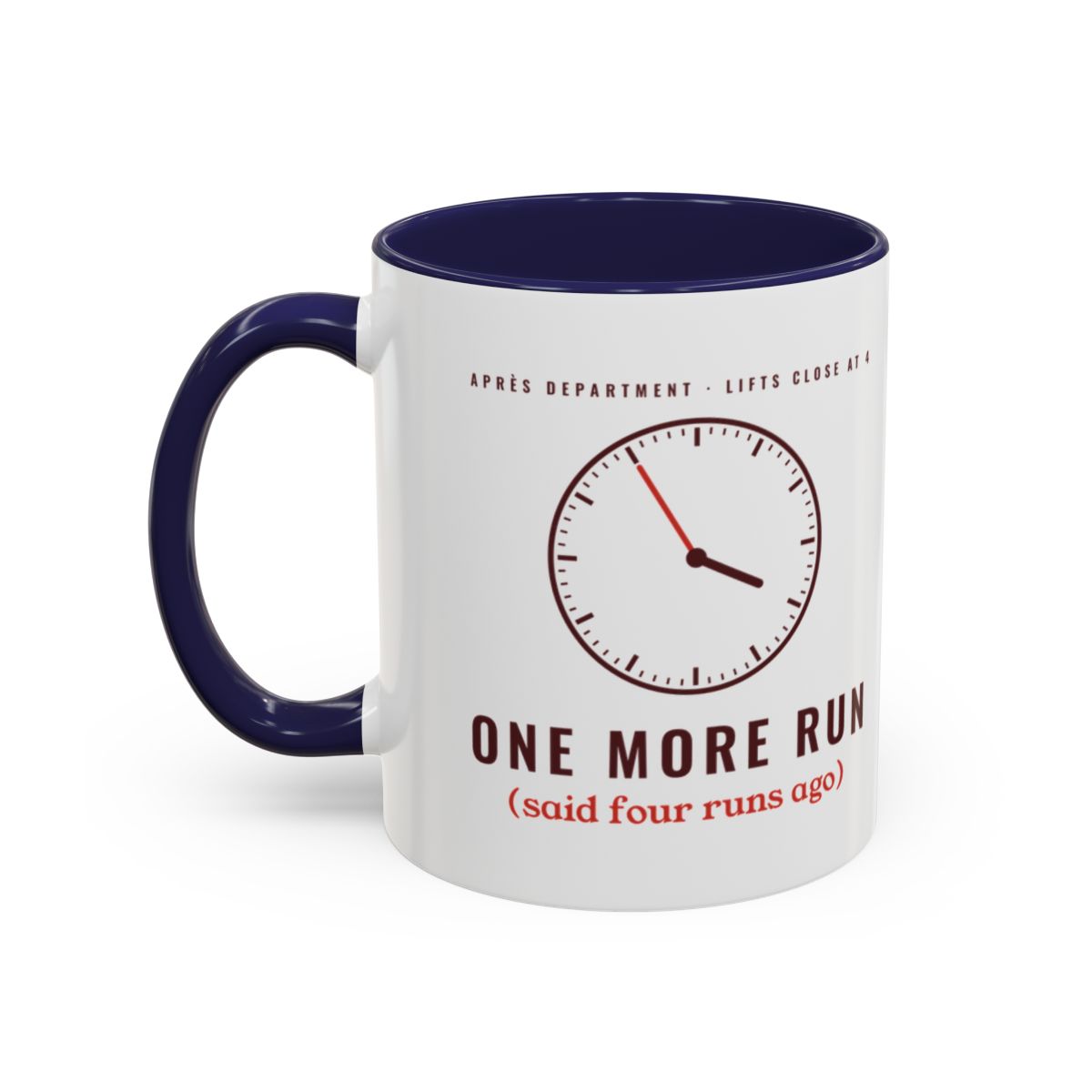 One More Run Mug in Navy, left side