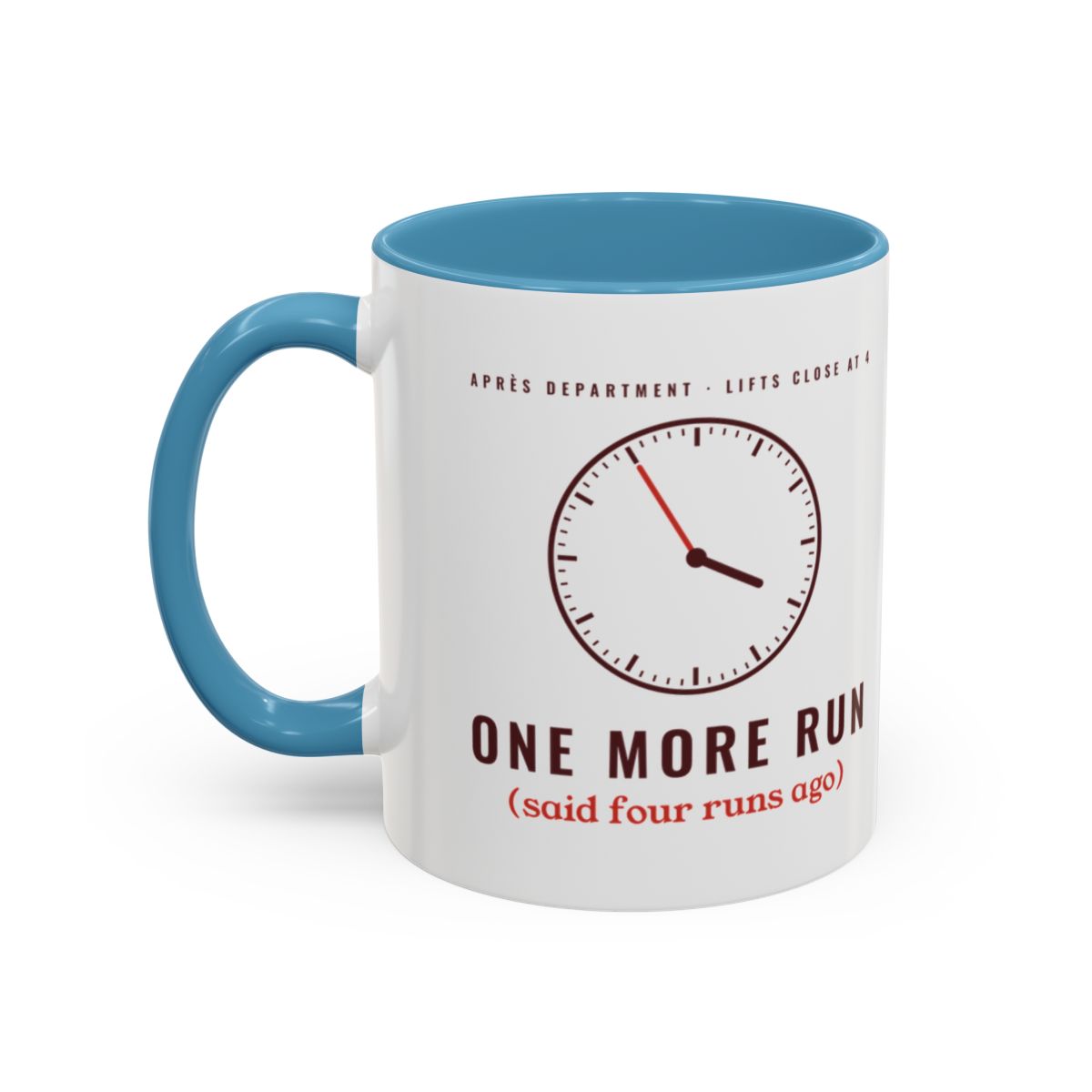 One More Run Mug in Light Blue, left side