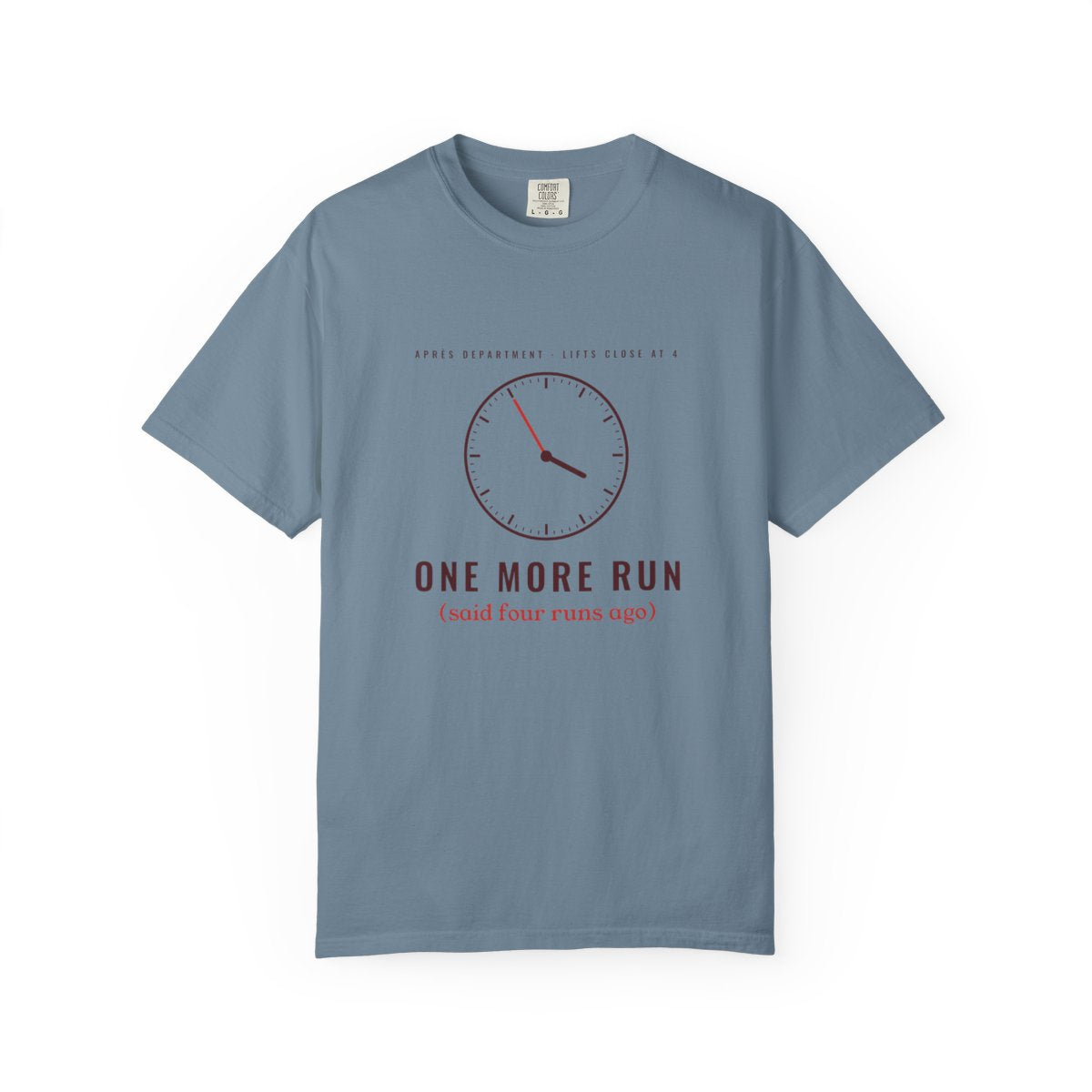 One More Run Tee in Ice Blue, front view