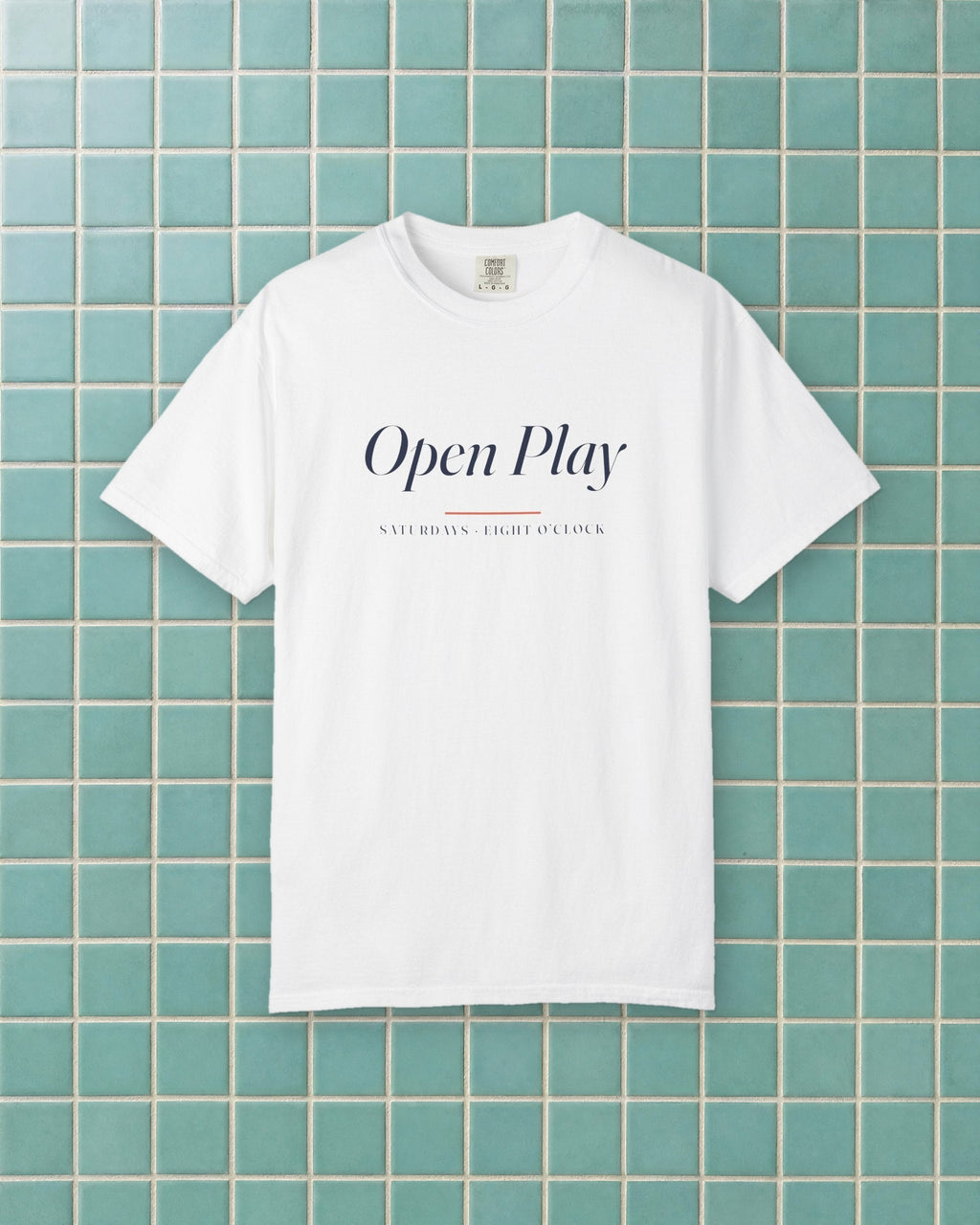 Open Play Italic Tee in White, styled