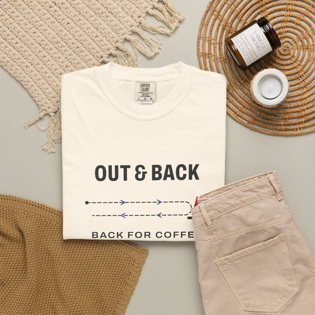 Out & Back Tee in Ivory, fabric and print detail