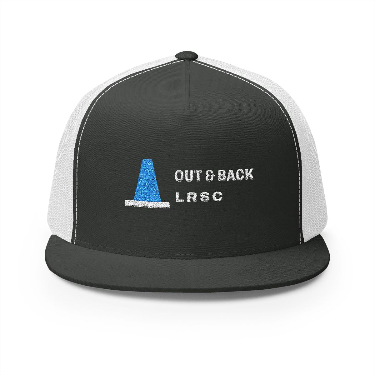 Out & Back Trucker Cap in Charcoal/White, front view