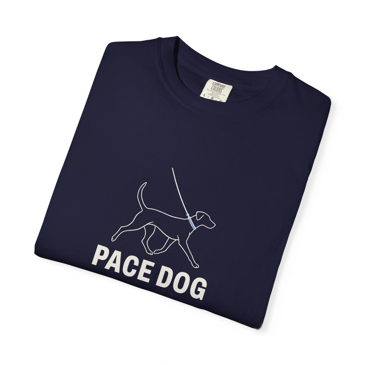 Pace Dog Tee in True Navy, folded