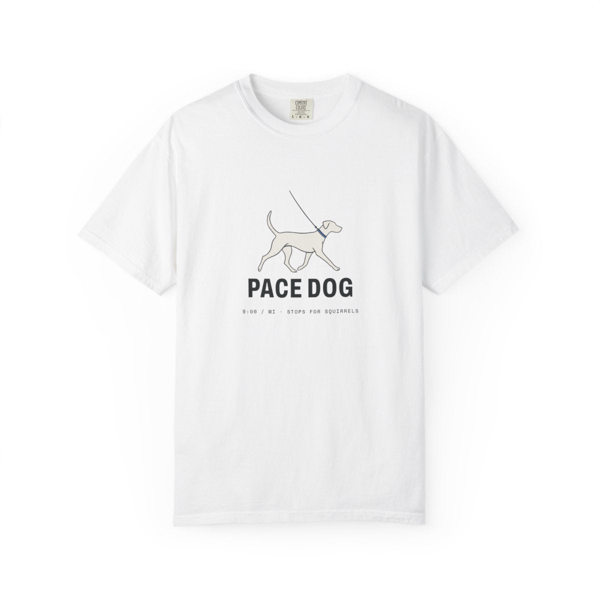 Pace Dog Tee in White, front view