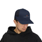 Paddle Club Trucker Hat in Navy, on model