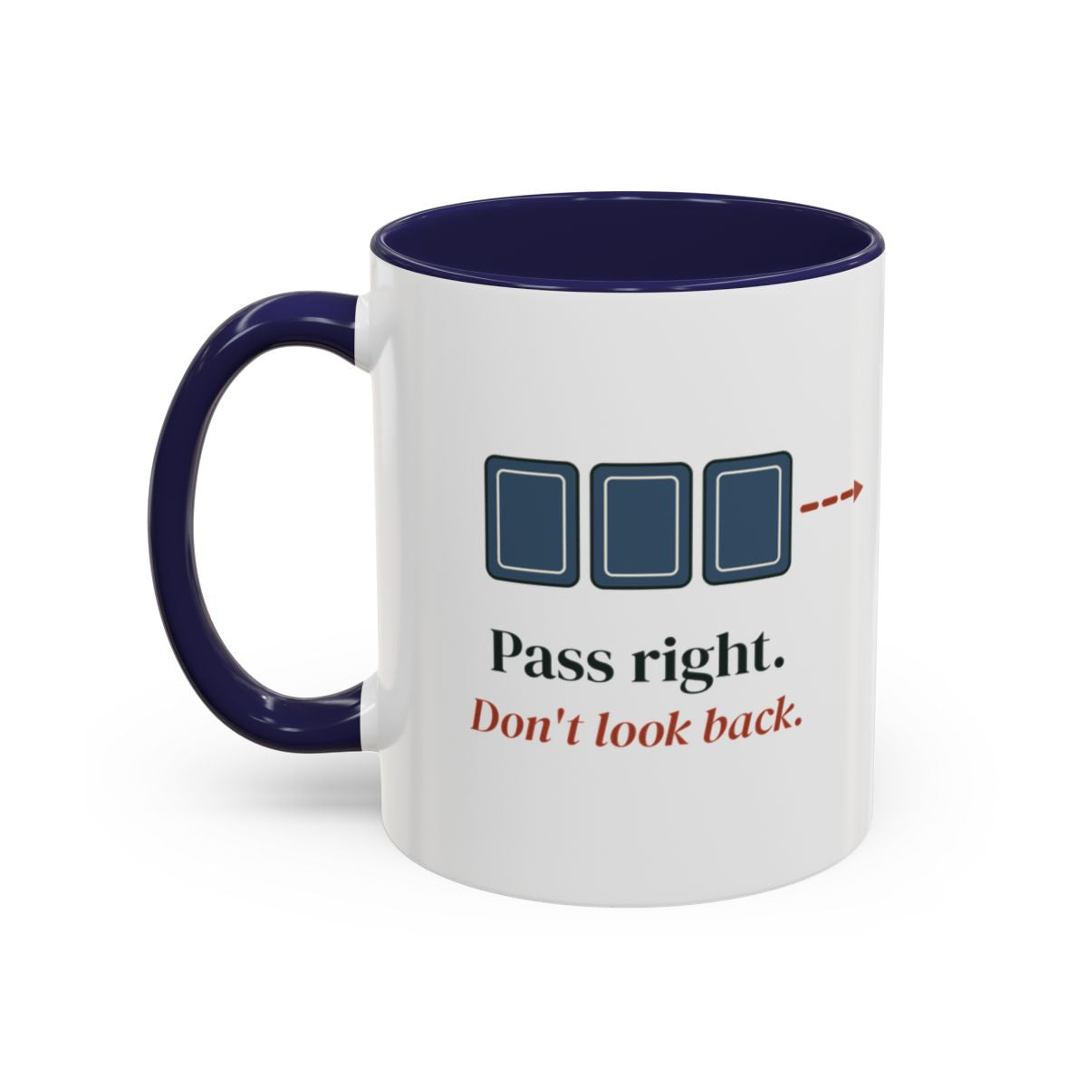 Pass Right Mug in Navy, left side