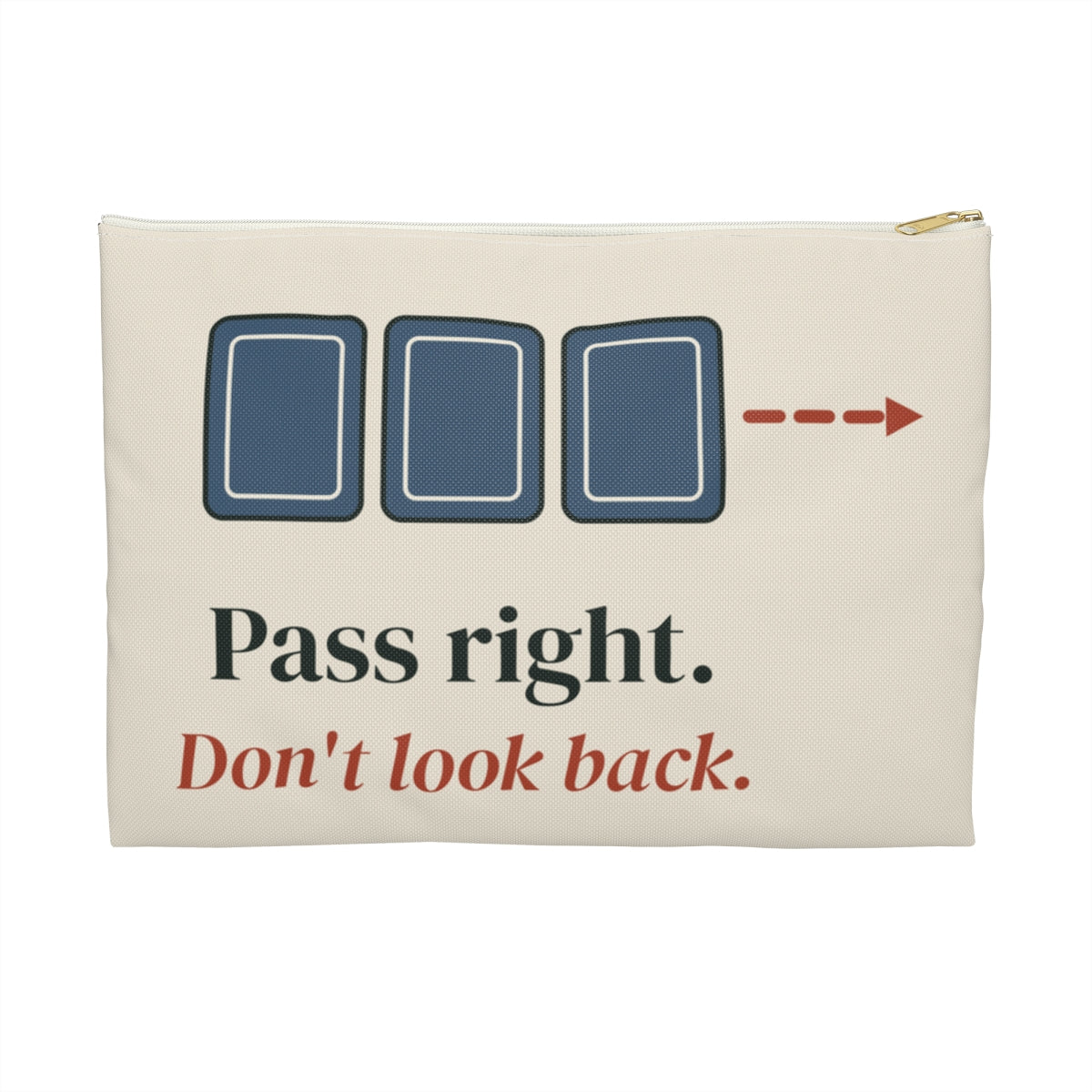 Pass Right Zip Pouch in White zipper, front view