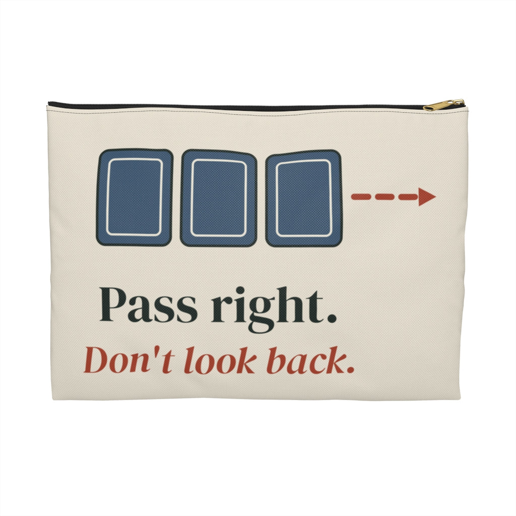 Pass Right Zip Pouch in Black zipper, front view