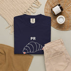 Pastry Record Tee in True Navy, fabric and print detail