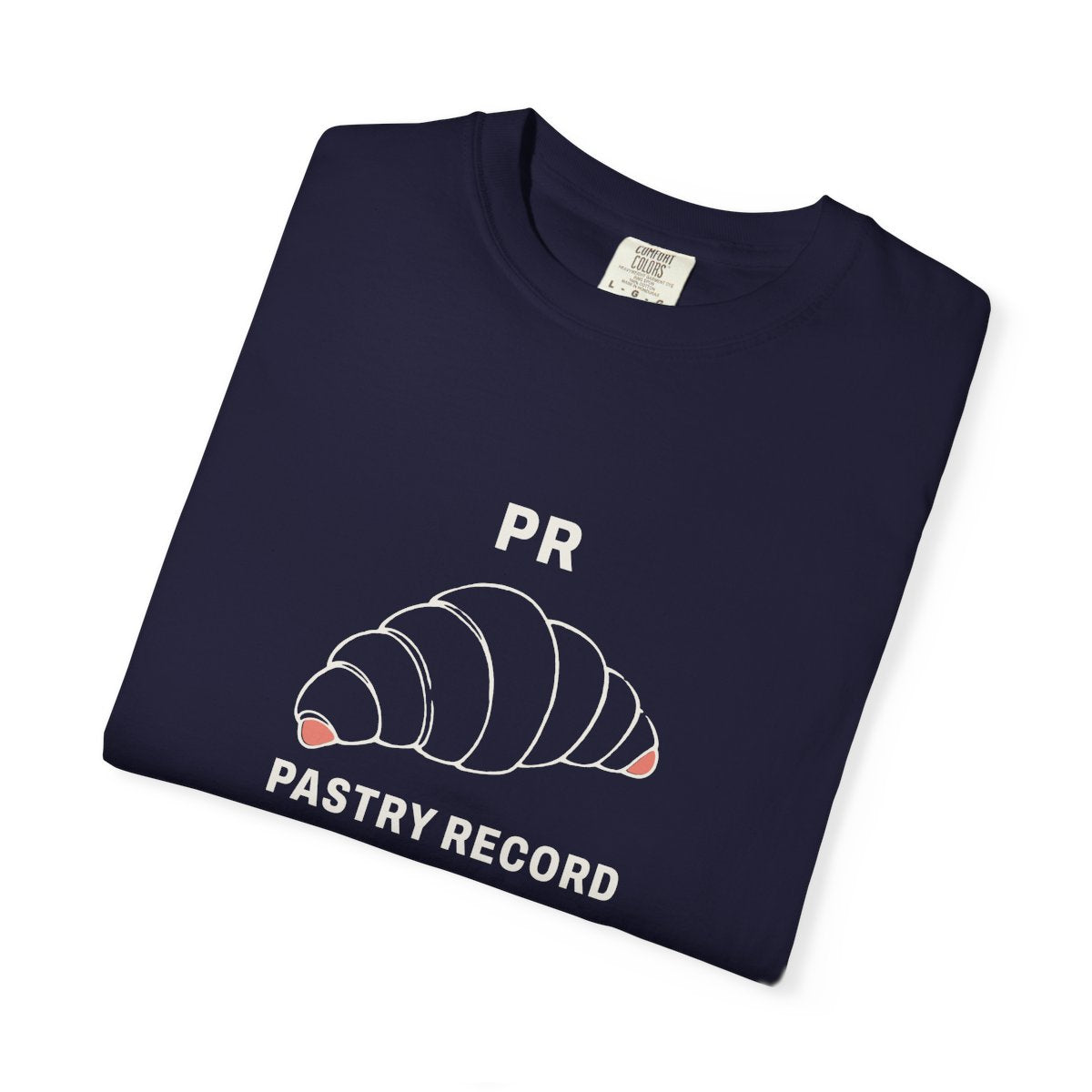 Pastry Record Tee in True Navy, folded
