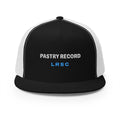 Pastry Record Trucker Cap in Black/White, front view
